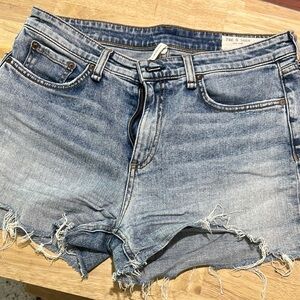 rag & bone Light Wash Distressed Denim Cutoff Shorts
